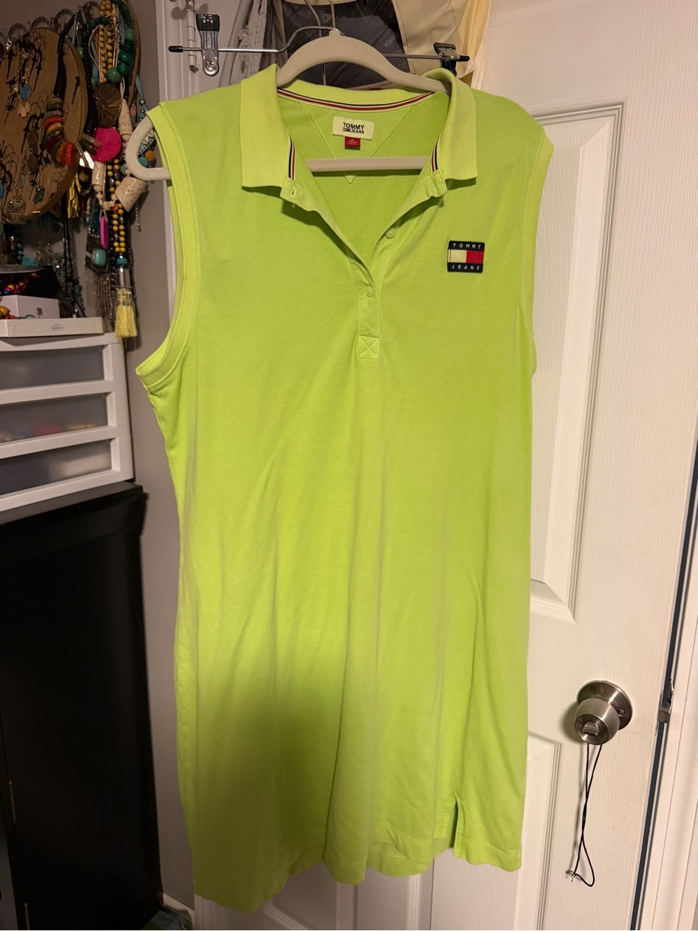Tommy Hilfiger Neon Green Sleeveless Polo Midi Dress